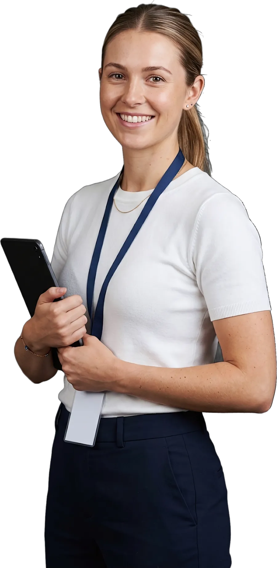 A cafe owner checking her Google listing on her phone